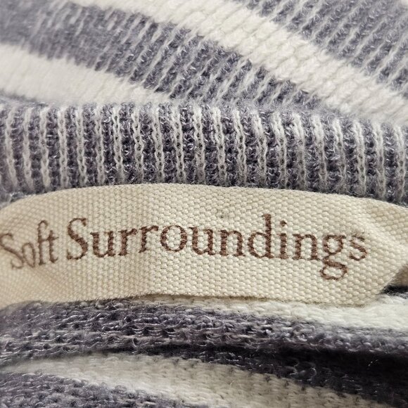 Soft Surroundings Womens 2X Gray White Stripe Sweater Long Sleeve Button Accent - Picture 6 of 9